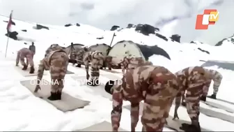 ITBP personnel perform yoga on International Yoga Day