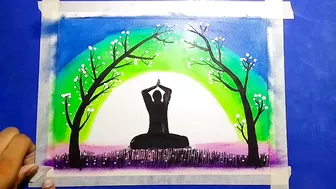 How to draw Yoga Scenery @Sourav joshi Arts Yoga Scenery