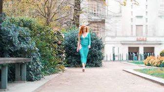 Fashion Model Inga Slow motion Catwalk in Blue dress