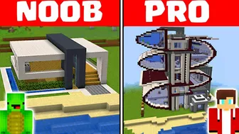 Minecraft NOOB vs PRO: MODERN BEACH HOUSE by Mikey Maizen and JJ (Maizen Parody)