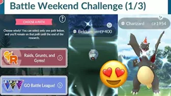 Speedruning New "Battle Weekend Challenge" and got most rare Demanded Shiny...... ???? Pokemon go