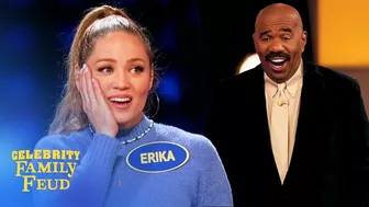 NSFW answer shocks Steve Harvey + Erika Christensen on Celebrity Family Feud!