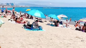 Barcelona beach walk, beach Sant Sebastia ????walking Spain best beaches