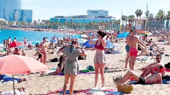 Barcelona beach walk, beach Sant Sebastia ????️walking Spain best beaches