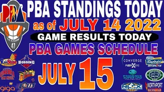 PBA STANDINGS TODAY as of JULY 14, 2022 | GAME RESULTS TODAY | PBA GAMES SCHEDULE JULY 15, 2022