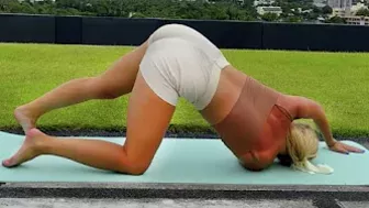 Stretching and Yoga Art on the beach