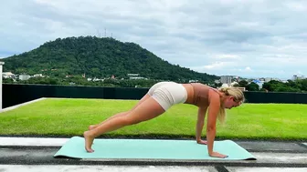 Stretching and Yoga Art on the beach