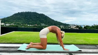 Stretching and Yoga Art on the beach