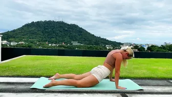 Stretching and Yoga Art on the beach