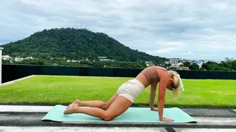 Stretching and Yoga Art on the beach