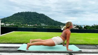 Stretching and Yoga Art on the beach