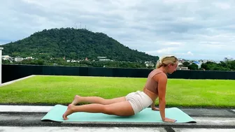 Stretching and Yoga Art on the beach