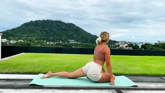 Stretching and Yoga Art on the beach