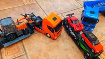 5 Type Diecast Models Cars Super Fast - Tractor And 3 Transport Trucks - welly nex