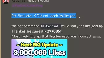 ????Pet Simulator X Got 3 Million Likes for the New Update!