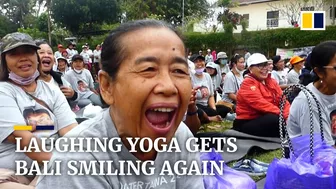 Thousands join laughing yoga session in Bali to stay healthy, positive and promote world peace