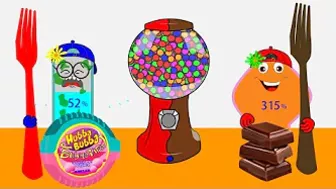 Bubble Gum vs Chocolate Food Challenge | mukbang animation | batteries animation