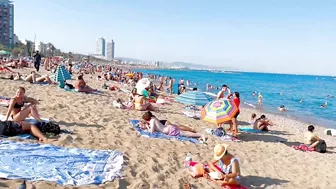 Beach Sant Sebastia, Barcelona beach walk ????walking Spain best beaches