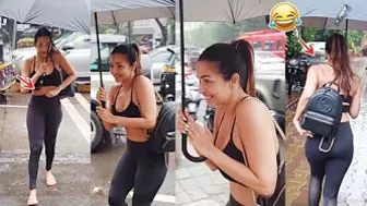 See How Malaika Arora Running in Rain Outside Yoga Class in Bandra | Malaika Arora Latest Video | FC