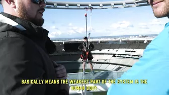 ROOF HANG: Daredevil Joel Ward takes on the Vertigo challenge at Optus Stadium