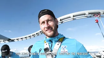 ROOF HANG: Daredevil Joel Ward takes on the Vertigo challenge at Optus Stadium