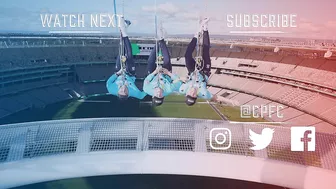 ROOF HANG: Daredevil Joel Ward takes on the Vertigo challenge at Optus Stadium