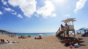 Walking Tour Barcelona Spain. Beach Walk 4k. Summer 2022