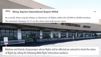 TRAVEL UPDATE; MANILA INTL AIRPORT ANNOUNCEMENT MORE FLIGHTS ARE DIVERTED