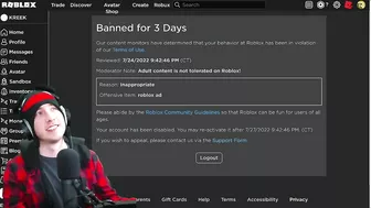 Roblox Banned Me For 3 Days...