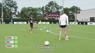 ????Allegri vs McKennie vs Vlahovic in Post Training Crossbar Challenge! | Juventus on the Road