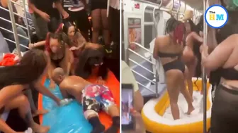 Twerking girls host wild pool party on NYC subway | Viral Video