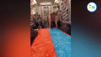 Twerking girls host wild pool party on NYC subway | Viral Video