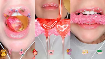 ASMR Eating Pink Emoji Food Challenge TikTok Mashup 2022 Mukbang 먹방