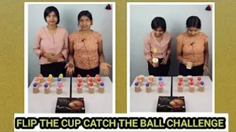 Flip The Cup Catch The Ball challenge || Rainbow Fun And Foods