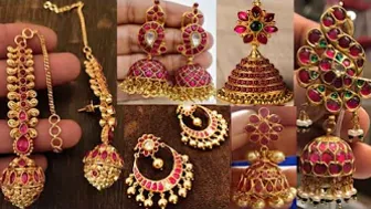 New Models Gold Ruby Jhumkas with Weight | Latest Gold Ruby Jhumkas