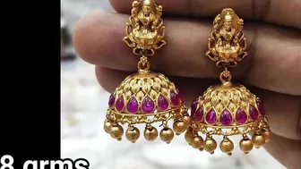 New Models Gold Ruby Jhumkas with Weight | Latest Gold Ruby Jhumkas