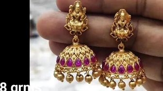 New Models Gold Ruby Jhumkas with Weight | Latest Gold Ruby Jhumkas