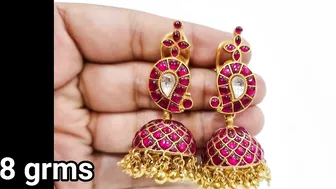 New Models Gold Ruby Jhumkas with Weight | Latest Gold Ruby Jhumkas