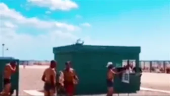 The Passage Of A Russia’s Helicopters Over A Beach Low Altitude