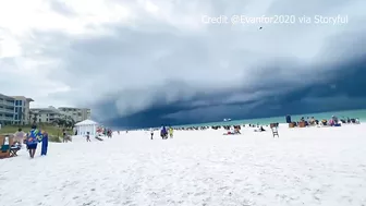 VIDEO: Dark storm clouds rolling in on Florida beach