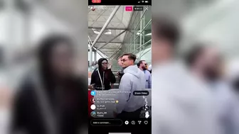 Ekin Su and Davide greeting fans at the airport on Instagram live after love island