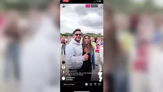 Ekin Su and Davide greeting fans at the airport on Instagram live after love island