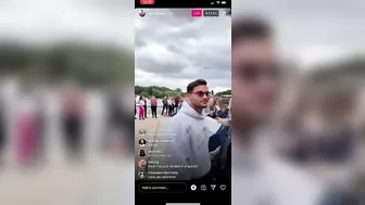 Ekin Su and Davide greeting fans at the airport on Instagram live after love island