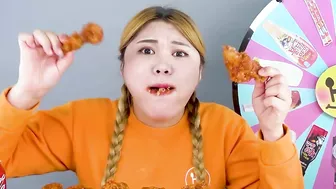 Spicy Fried Chicken Mukbang and Sauce Challenge by HIU 하이유