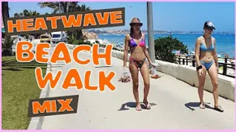 Europe Heatwave Beach Walk In Spain | Walking Tour With Calm Beach Music