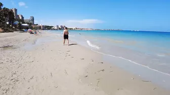 Europe Heatwave Beach Walk In Spain | Walking Tour With Calm Beach Music