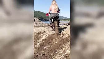 Bikini Girl Dirt Bike Stunt????