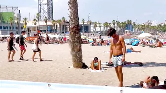 Barcelona beach walk, beach Sant Sebastia/ walking Spain best beaches