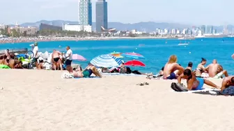 Barcelona beach walk, beach Sant Sebastia/ walking Spain best beaches