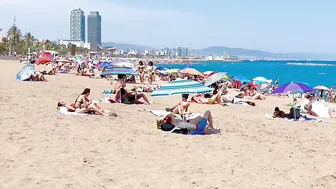 Barcelona beach walk, beach Sant Sebastia/ walking Spain best beaches